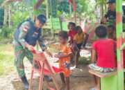 Anak-Anak di Perbatasan Papua Berbagi Ilmu dengan Anggota TNI di Pos Kaliasin