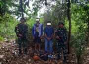Prajurit Yonkav 12/BC Amankan Dua Pelintas Batas Ilegal di Perbatasan RI-Malaysia