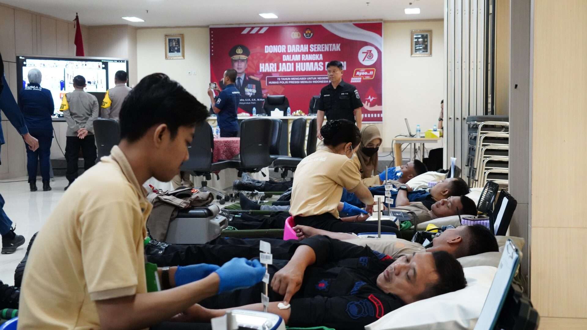 HUT Humas Polri ke-73: Donor Darah Serentak di Seluruh Indonesia, Polda Jateng Berhasil Kumpulkan 157 Kantong Darah